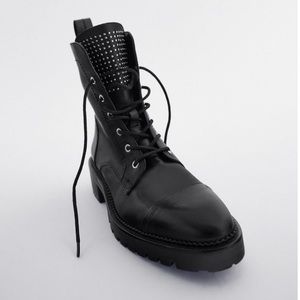 Zara Studded Low Heel Boots